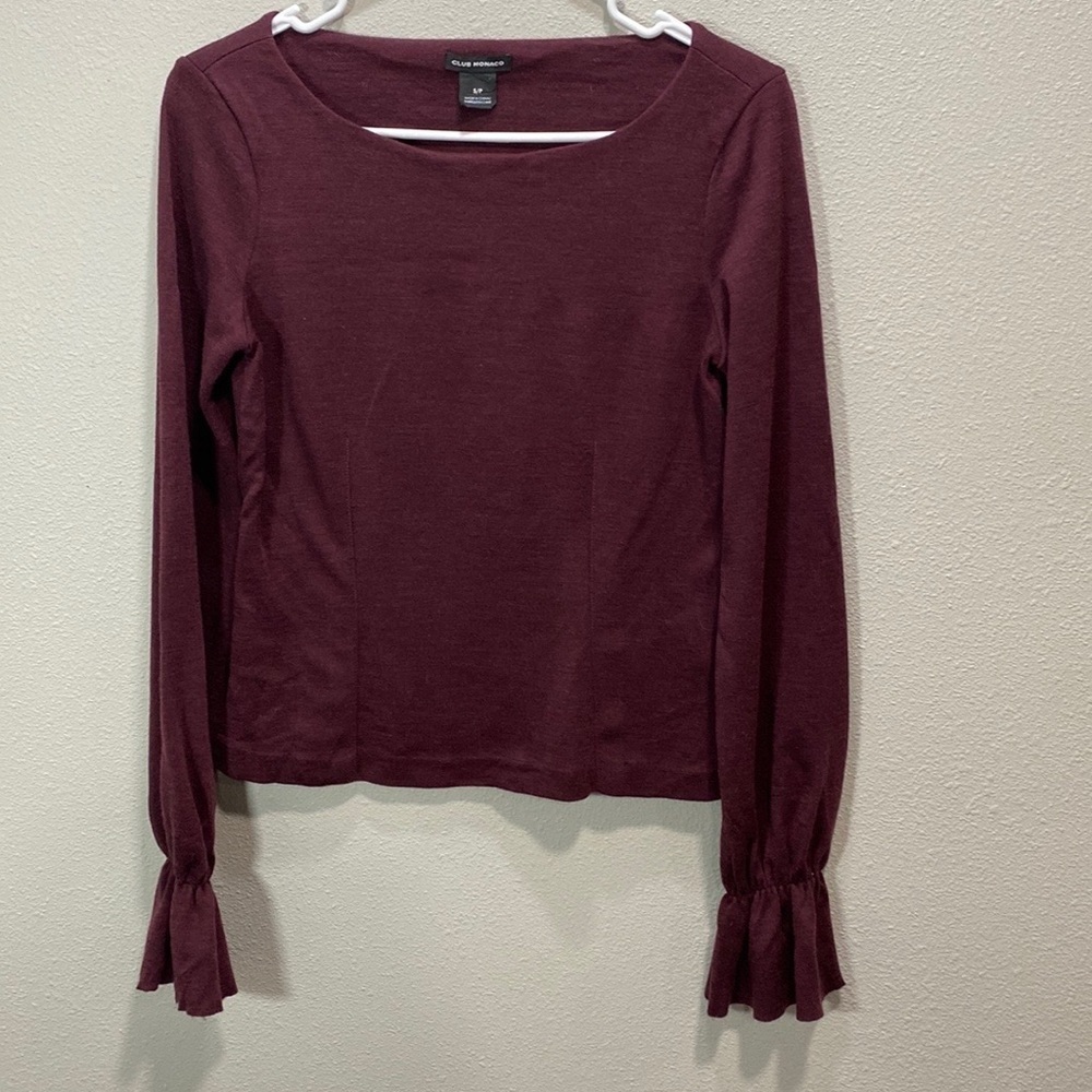 Club Monaco burgandy Petitie top wool‎ long sleeve